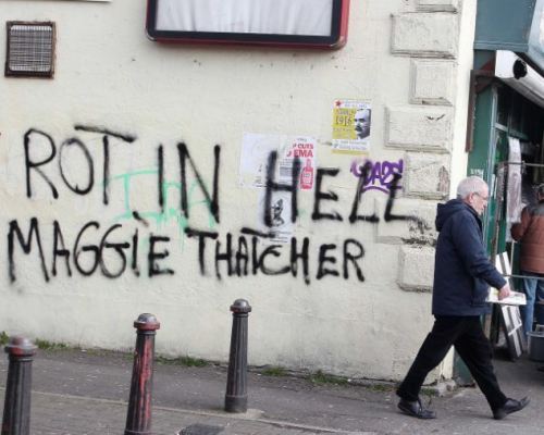 reguess1997:  panzerschwanzwagen:   radicalgraff: Anti-Thatcher graffiti seen around the UK shortly after her death on the 8th of April 2013 what a bunch of misogynists   [margaret-thatcher-girl-power.png] 