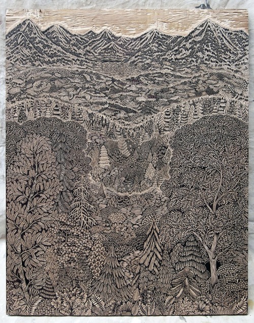mymodernmet:  Extremely Detailed Woodcut Print Completed After 3 Years of Meticulous Hand-Carving 