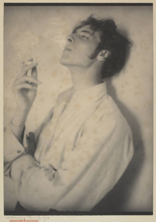 Smoking young man, 1914Williamina Parrish :: Portrait of a young man smoking a cigarette. Signed Wil