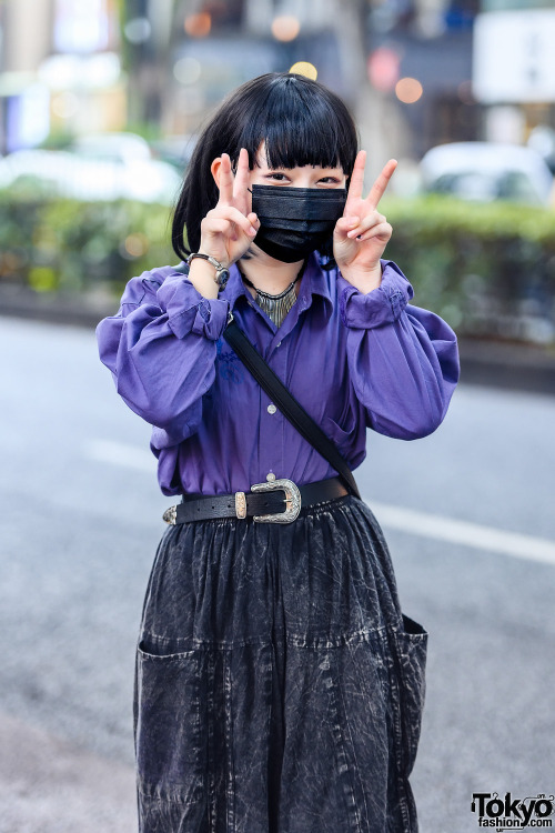 tokyo-fashion:16-year-old Japanese fashion student Airi on the street in Harajuku wearing a vintage 