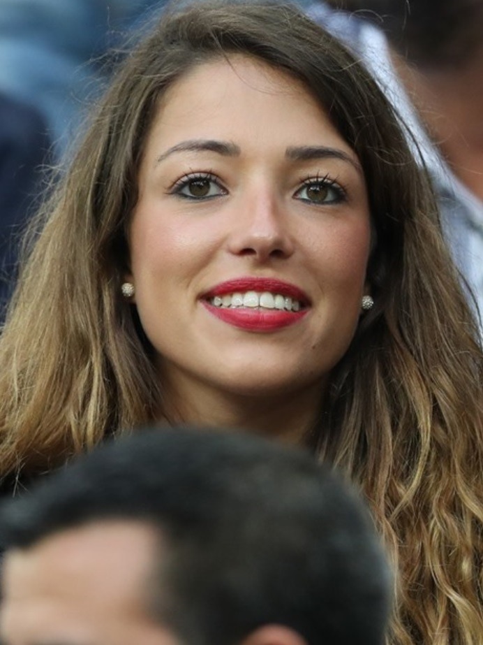 Morgan Schneiderlin of France's girlfriend Camille Sold during the