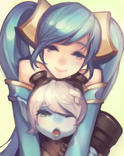 league-of-legends-sexy-girls:  Sona and Tristana