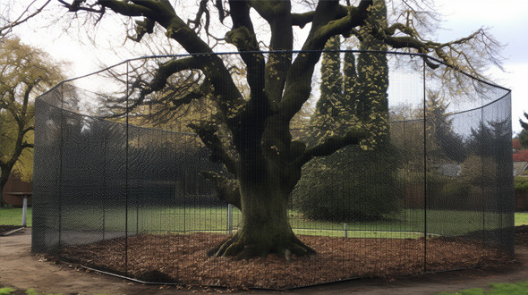 a barrier around the root zone of a tree