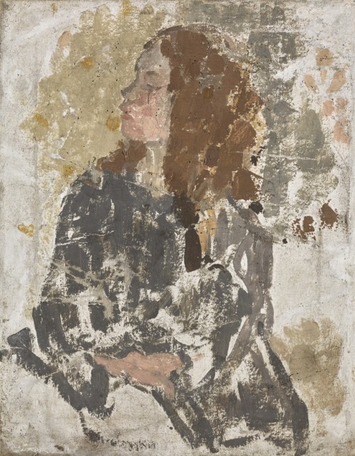 pintoras:Gwen John (Welsh, 1876 - 1939): Unfinished study of a girl in profile (late 1910s) (via Sot
