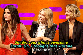 greatcateblanchett: It will always be Lou!  Sandra Bullock, Cate Blanchett and Sarah Paulson at The 