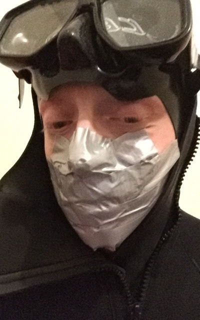 breathlesslou:@gagged-selfies taped then scuba for good measure
