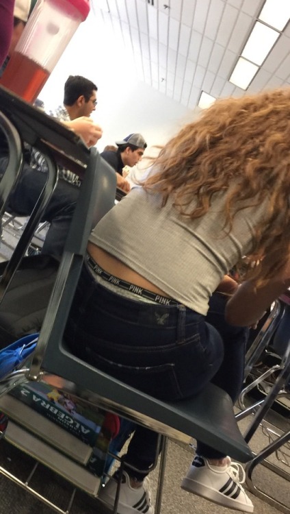 Girl from class with her panties peeking out 