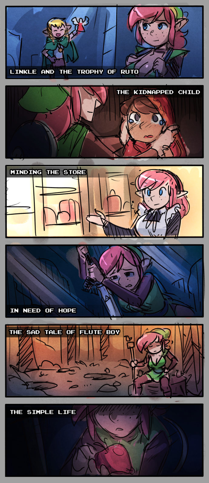 brellom: Sketches from this year that were not shared; Female Link. Trilogy! Just