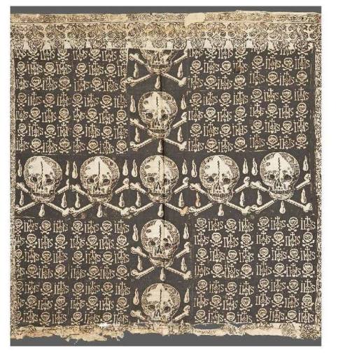mortem-et-necromantia: A pall embroidered with skulls, c. 1601-700.