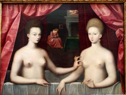 portrait présumé de gabrielle d'estrées et de l'une de ses soeurs, école de fontainebleau