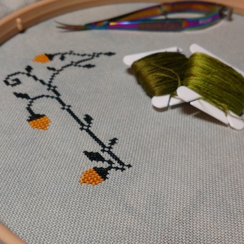 New start&hellip;Black Cat Hollow by Barbara Ana Designs Really enjoying stitching this one!
