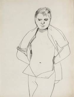 passareltemps:Lucien Freud, Study of Francis Bacon (1952).