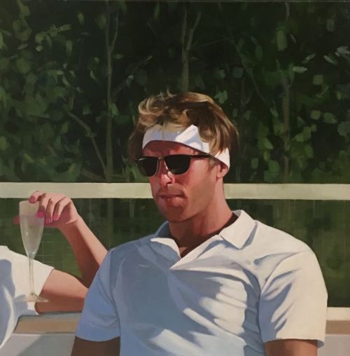 Elisabeth McBrien, Champagne Break, 2019 Oil on canvas 20 x 20 in