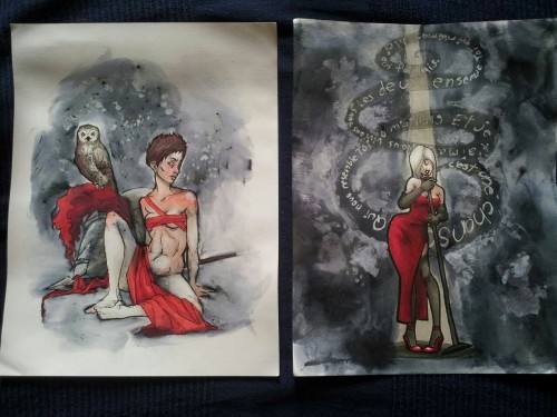 Drawings! Real Finished Ones With Ink And Watercolor Paper And Everything!