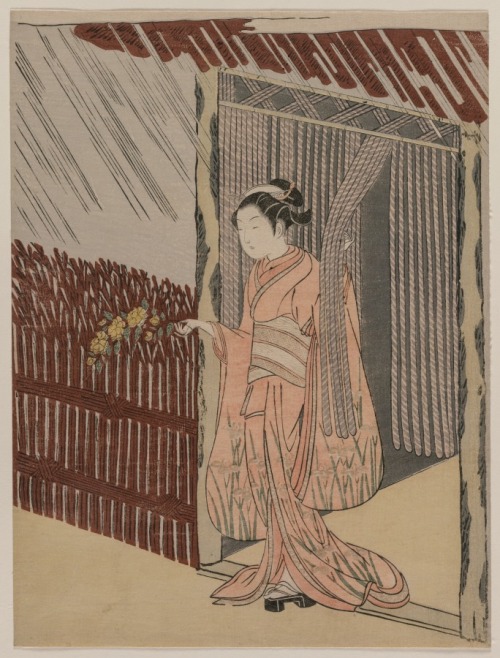 cma-japanese-art:A Girl Dressing in Pink, Suzuki Harunobu, 1766, Cleveland Museum of Art: Japanese A