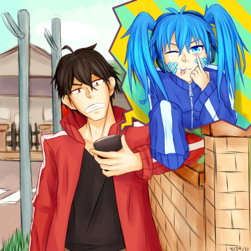 heyo, I don’t post really but I was told I should put art on tumblr >_<I drew Shintaro and Ene