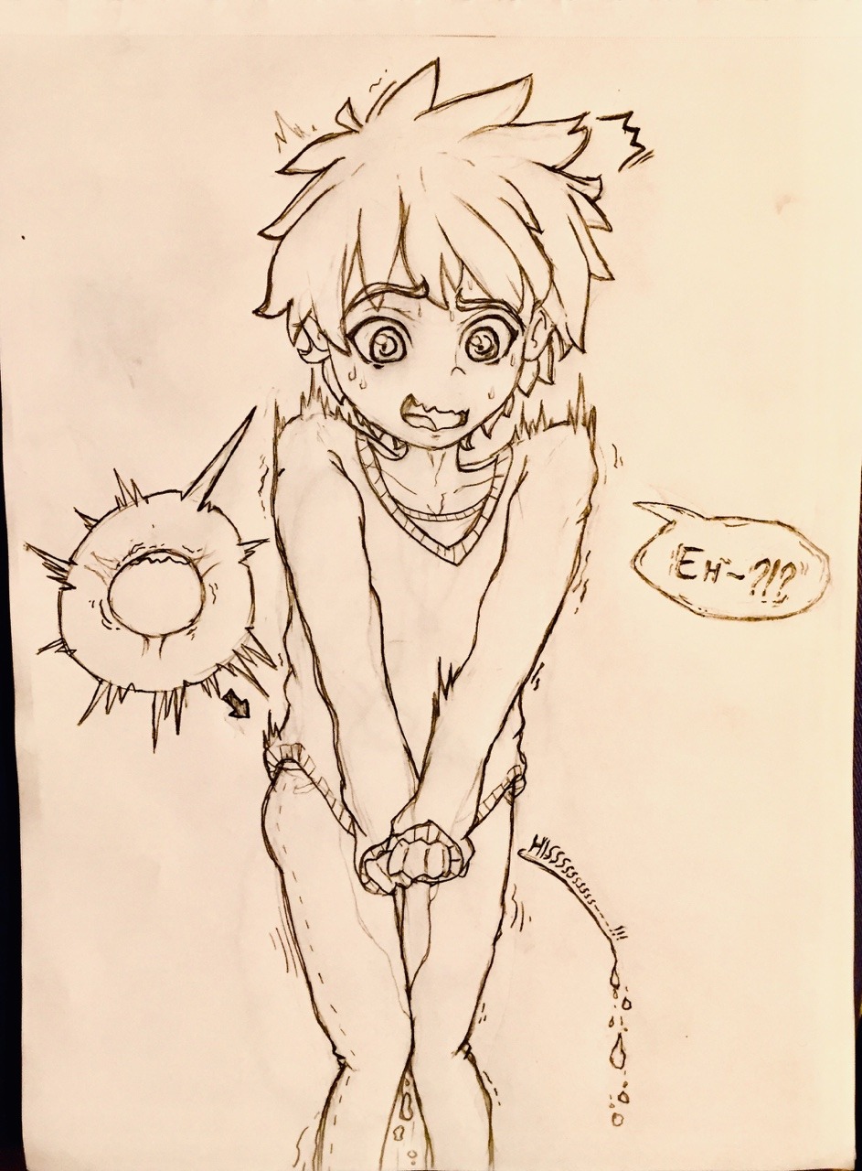 fluffy-omorashi:   He’s BURSTING to pee!! ~ Q///Q” 