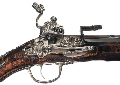 ghost-of-gold:Outstanding Matched Pair of Ornate Italian or Brescian Miquelet Pistols -A) Elaborate 