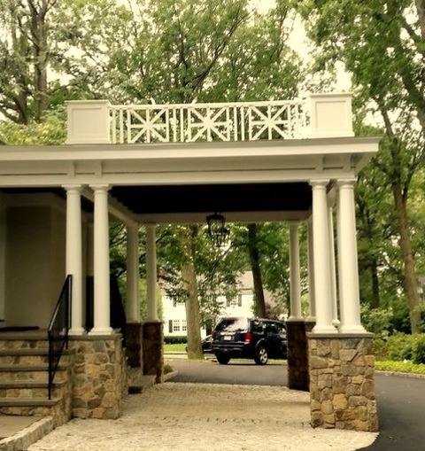 An Expansive, Traditional Attached One-car Porte Cochere Design As An Example