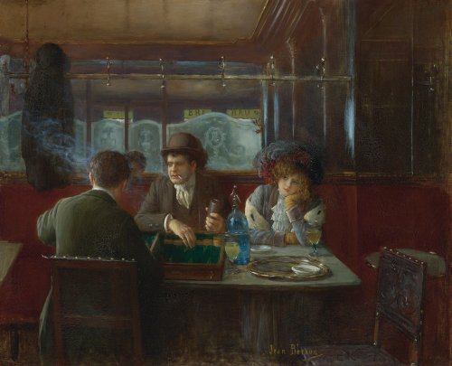 Jean Beraud - Backgammon at the Café (1909)