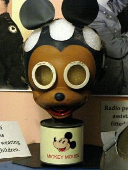 eeriie:  Mickey Mouse gas mask for children during WW2. 