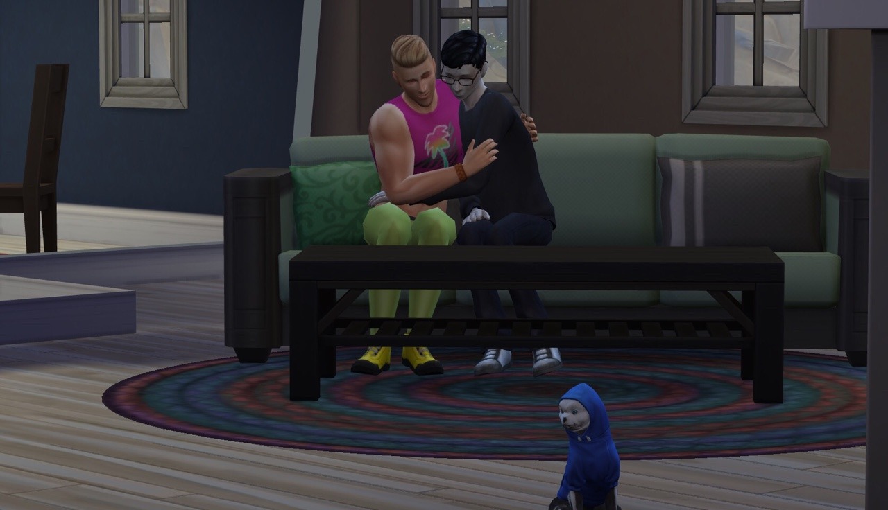 stoicclub:my friends girlfriend made Chad and Incel sims with Sans as their dog
