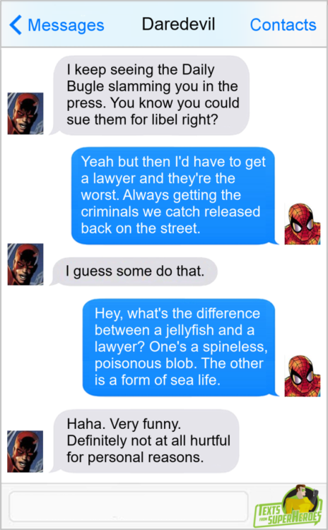thesuperheroesnetwork:Texts From SuperheroesFacebook| Twitter | Patreon