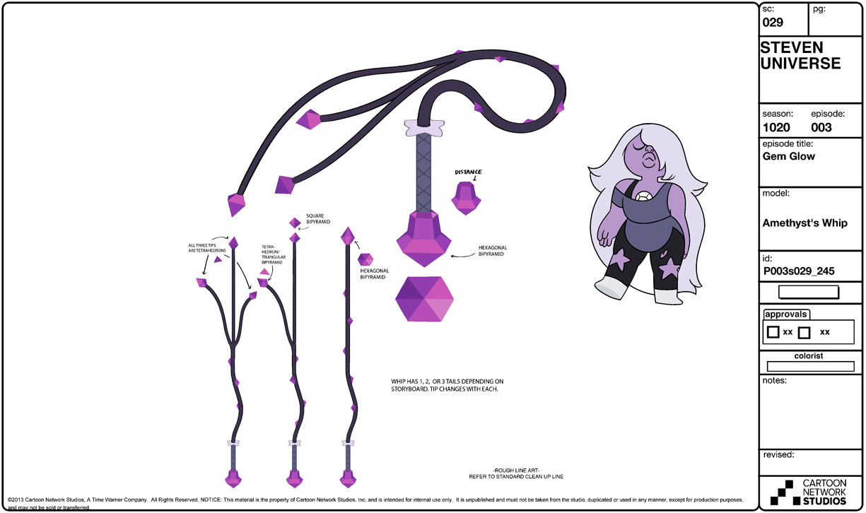 Amethyst and her signature weapon: a whip! Lead Character Designer Danny Hynes (Original