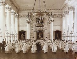 walzerjahrhundert:  Dance class in the Smolny Institute for Noble Maidens.  Russian Empire, Saint-Petersburg. 1901 