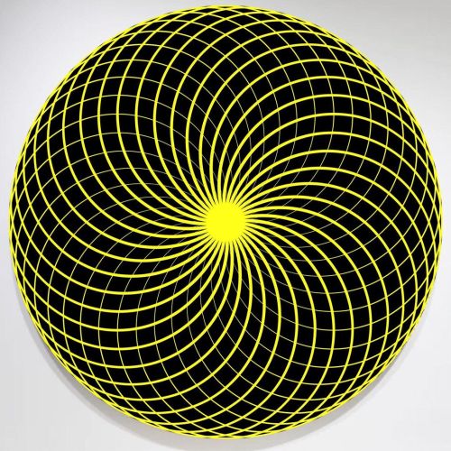 Yellow Translucent Radiant Burst Acrylic on Canvas 48 inch Diameter 2021 #JohnZoller #paintings #pai