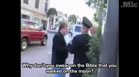 the-future-now:Watch: On the anniversary of Apollo 11, let’s watch the time Buzz Aldrin punched a mo