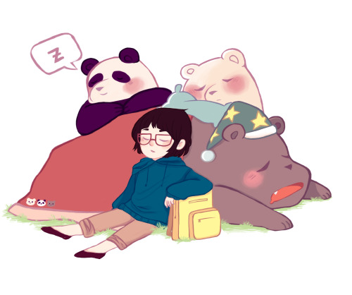 hani-bun:bear nap time with the small child adult photos
