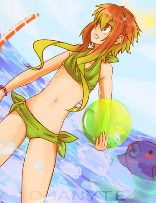 yukiscolorbox: Eiri went to the beach! :DD (i know so much green but it was a thing)Eiri Yasui belon