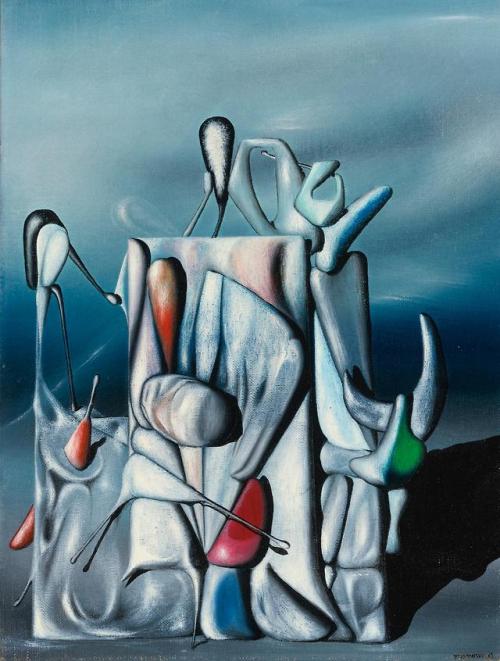 theegoist:Yves Tanguy (French, 1900-1955) - L'oubli Des Nombres, oil on canvas, 32.60 x 24.90 cm (19