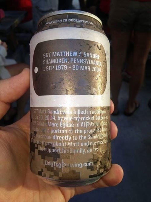 ineversurrender: Every can of beer is dedicated to a fallen member of the service. Awesome idea!  ww