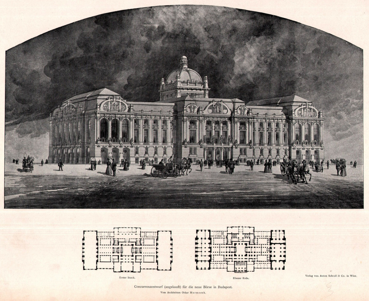 Design for the new Stock Exchange Building, Budapest