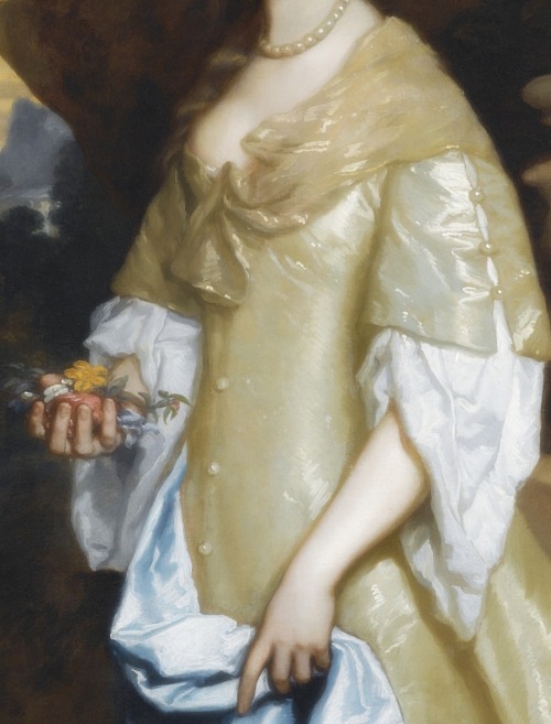  Portrait of the Hon. Frances Bard. Detail. by Sir Peter Lely (1618-1680) 