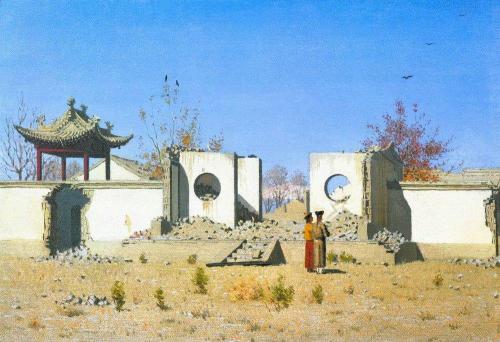 artist-vereshchagin:The ruins of the Chinese shrine. Ak-Kent, 1870, Vasily Vereshchagin