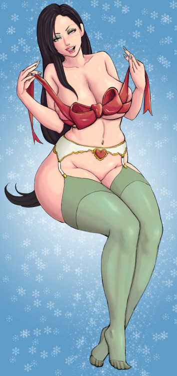 soubriquetrouge:  Have a Tifa to unwrap for Christmas. Looks like shes ready to keep you waaaarm. Festive form by lmsketch, color by me! Fullsize versions here and here 