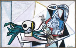 what-is-life-3000:  Leeks, fish head, skull and pitcher - 1945 - Pablo Picasso 