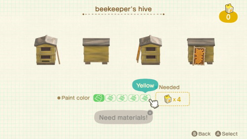 Item: beekeeper’s hive# of customizations: 5Customization names: natural, white, red, blue, ye