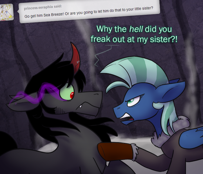 ask-king-sombra:  Hell hath no fury like a protective older sister. …And Drizzle