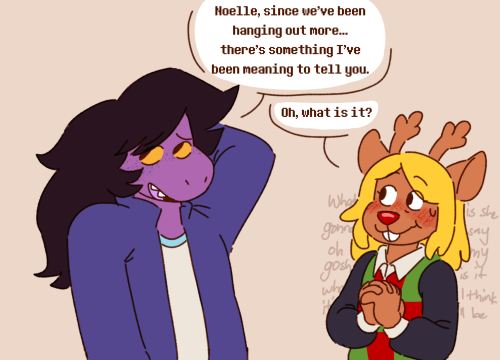 acekrisdreemurr:shrimploverart:susie’s confessionbonus: [ID: A comic of Susie and Noelle from Deltar