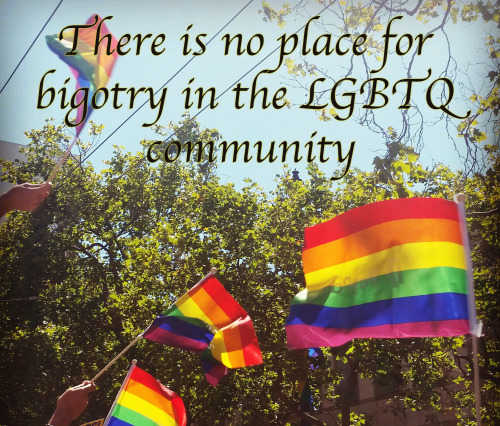 There is no place for bigotry in the the LGBTQ community. The image/edit is my own, please credit if