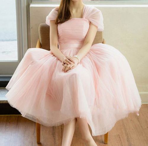 with chffion party elegant pink halter knee length dress prom dress,