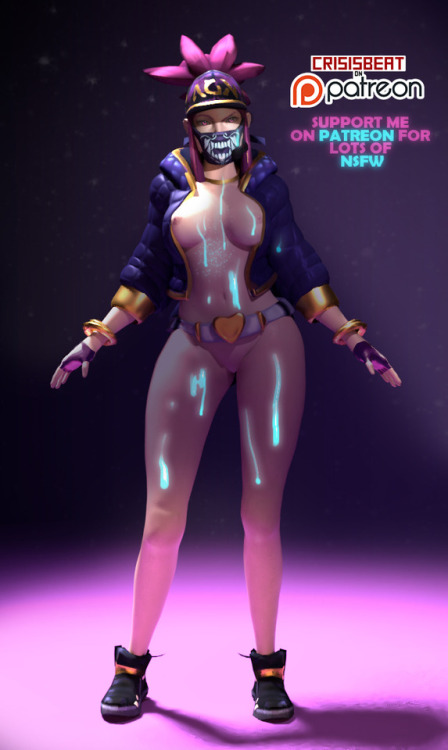 crisisbeat: I´m not that much of a LOL player but I havew to admit that Riot knows how to create hype! So here is a cute KDA Akali model I modded and remade, I I like how is looking so I will upload more of her (also more NSFW) on My Patreon this Month