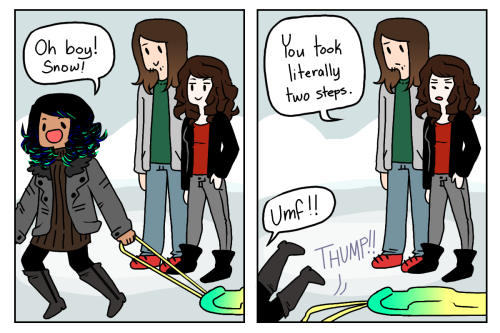 therandomninjakitty:  I can barely walk on solid ground, let alone snow.