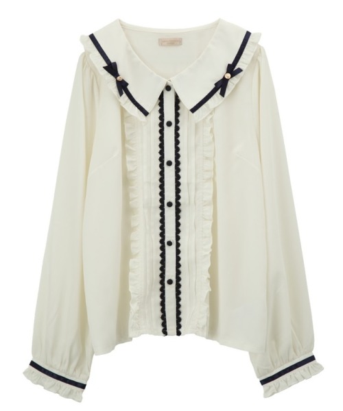 Kawaii Falbala Fold Chiffon Blouse