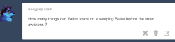 the-cat-and-the-heiress:  Weiss: Honestly…