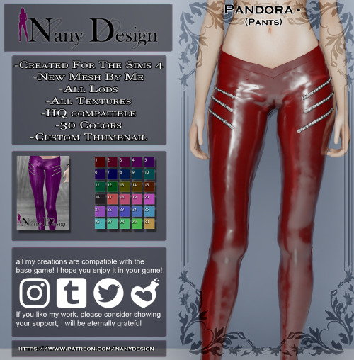 nany-design: Pandora (Pants)Base Game Compatible*For Females T / A / YA*Outfit Type:Pants (Pants Slo